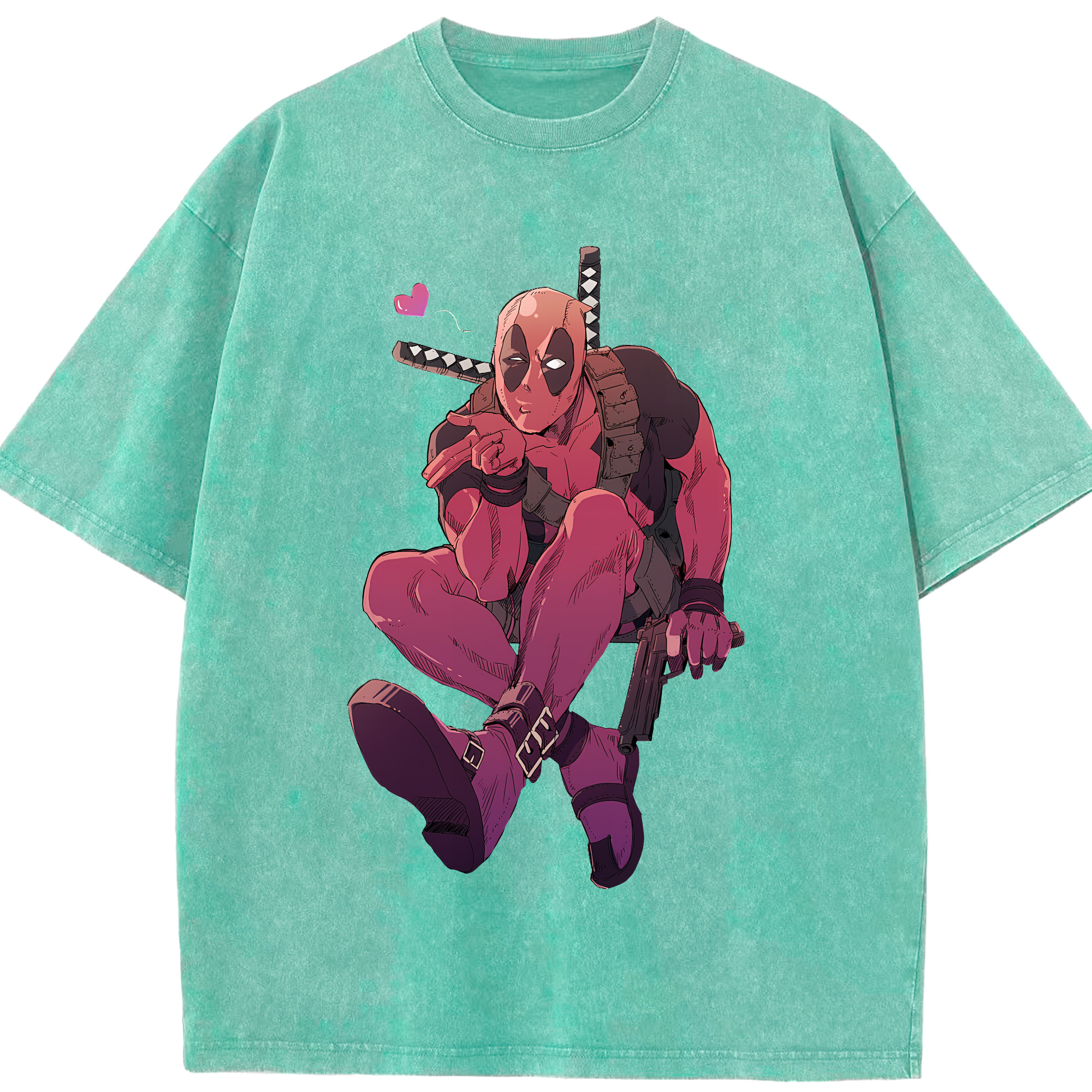 （画像用） Deadpool デッドプール 綿100% ヴィンテージ風 半袖Tシャツ（フロントプリント）